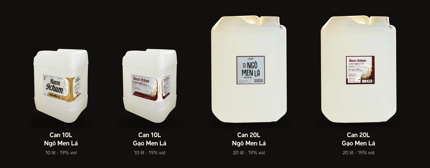 Can 10 lít và can 20 lít rượu ngô men lá, gạo men lá 19 độ
